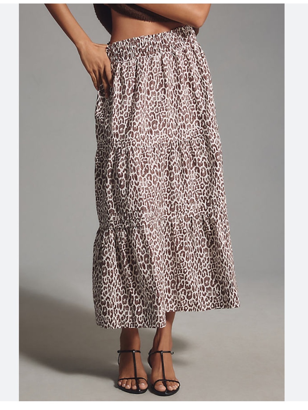 ANTHROPOLOGIE The Somerset Maxi Skirt In Brown Animal Print Size Large NWT - Picture 2 of 11
